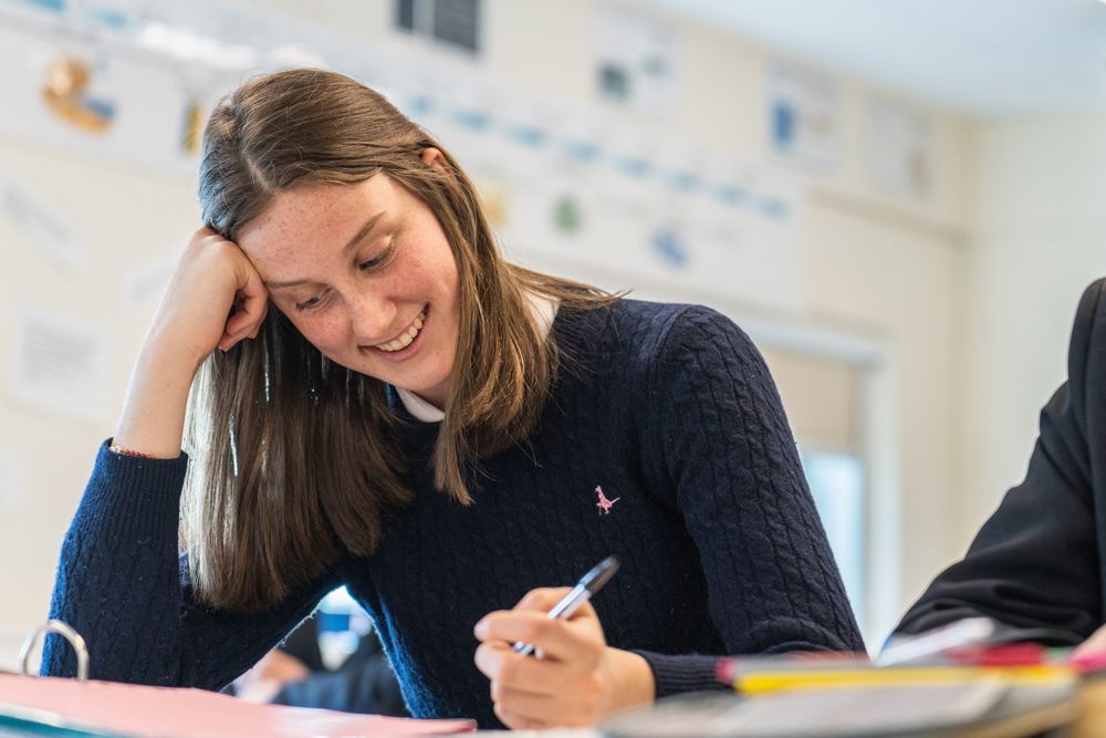 Sixth Form student studying in a classroom